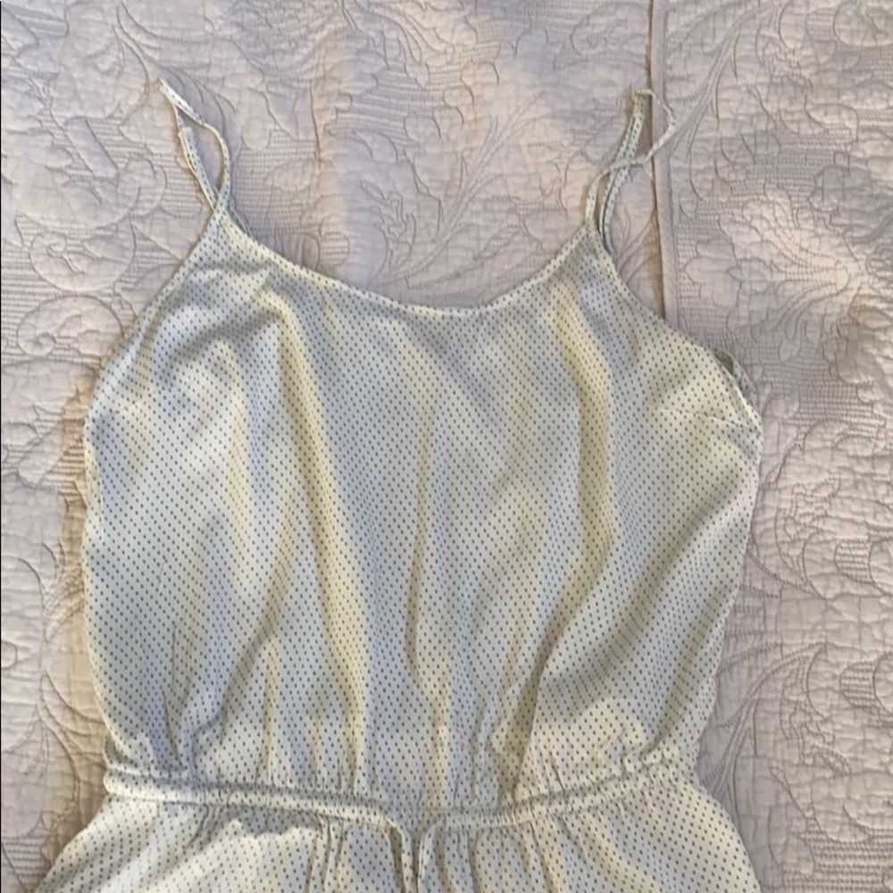 Aerie Cream and Blue polka dot romper